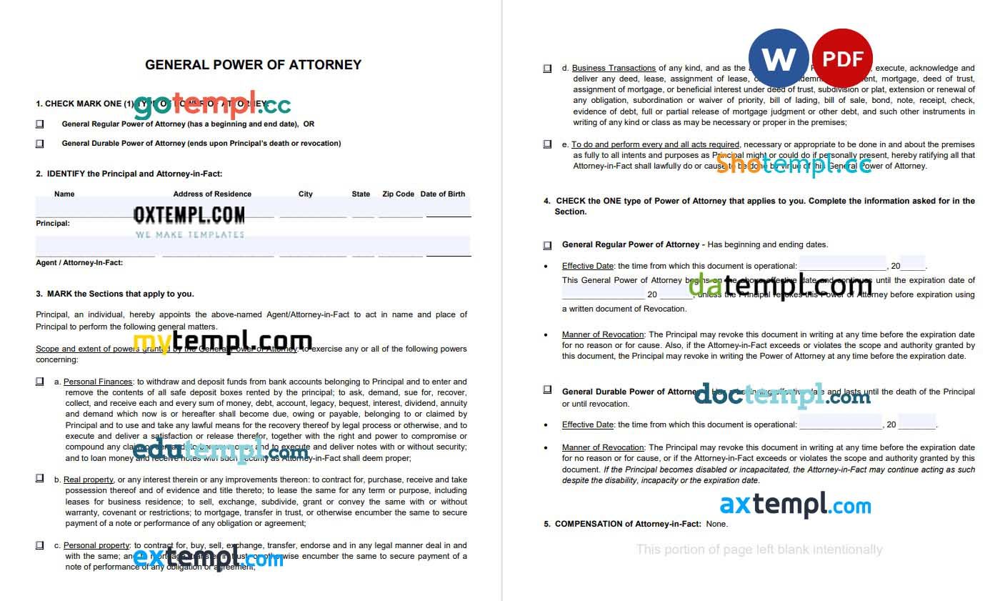 Arizona General Power of Attorney Form 2 example, fully editable