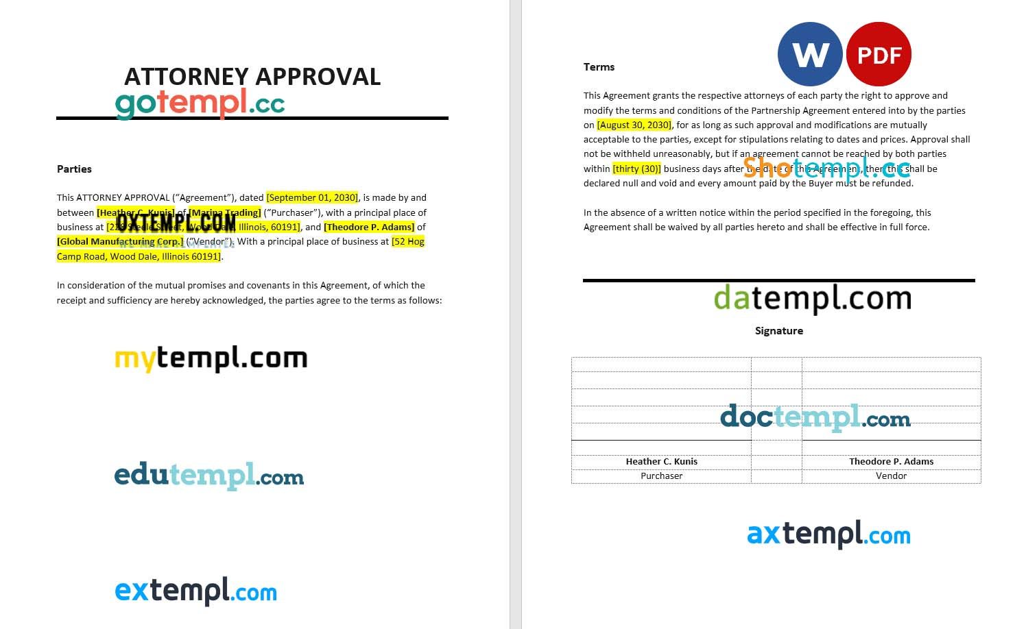 Attorney Approval Template, fully editable