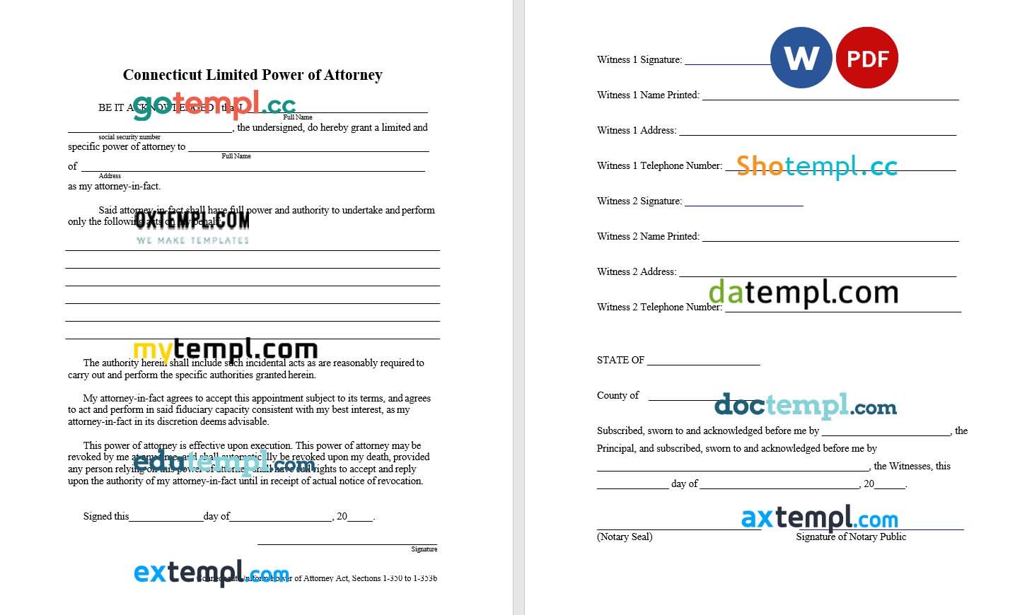 Connecticut Limited Power of Attorney Template, fully editable