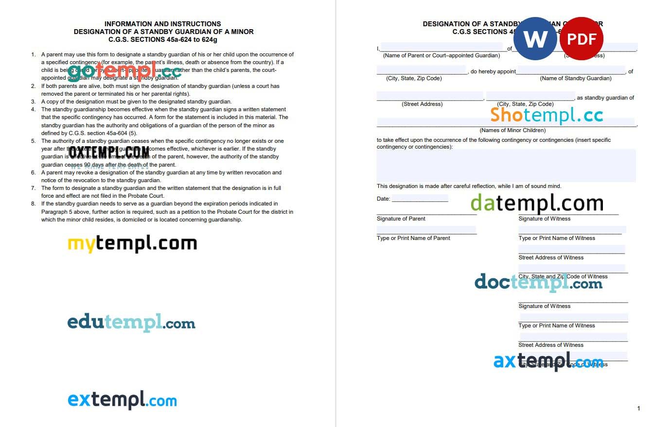 Connecticut Minor Child Power of Attorney Form example, fully editable