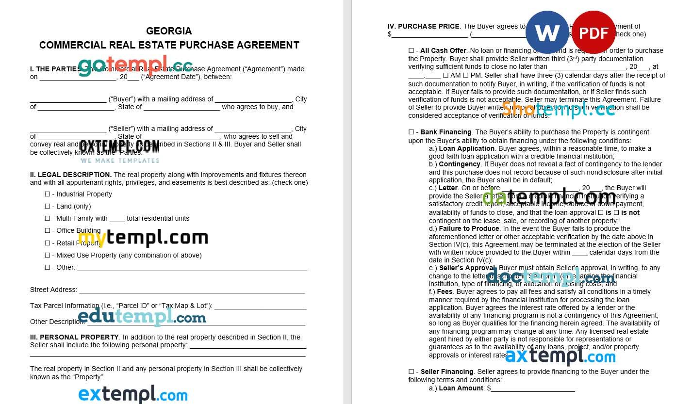 Georgian Commercial Real Estate Purchase Agreement Word example