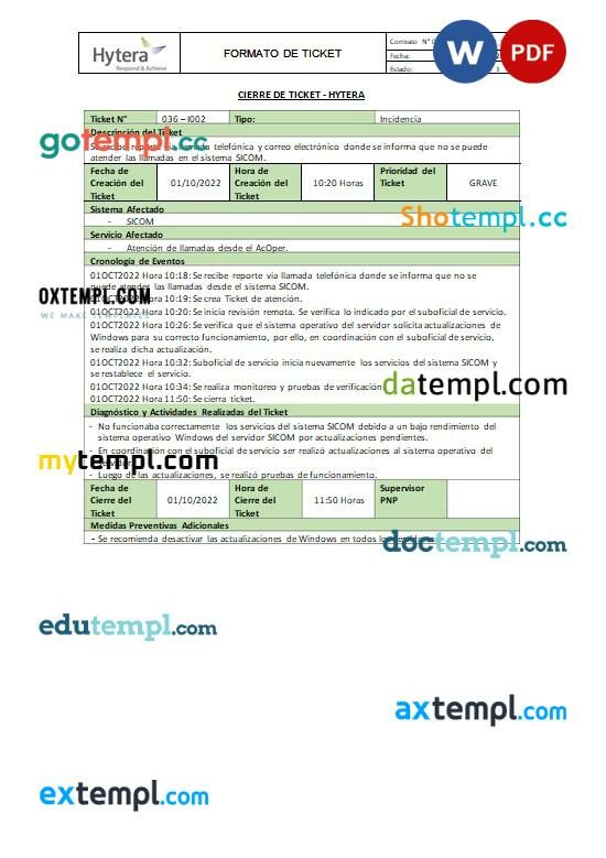 HYTERA event ticket, Word and PDF download template