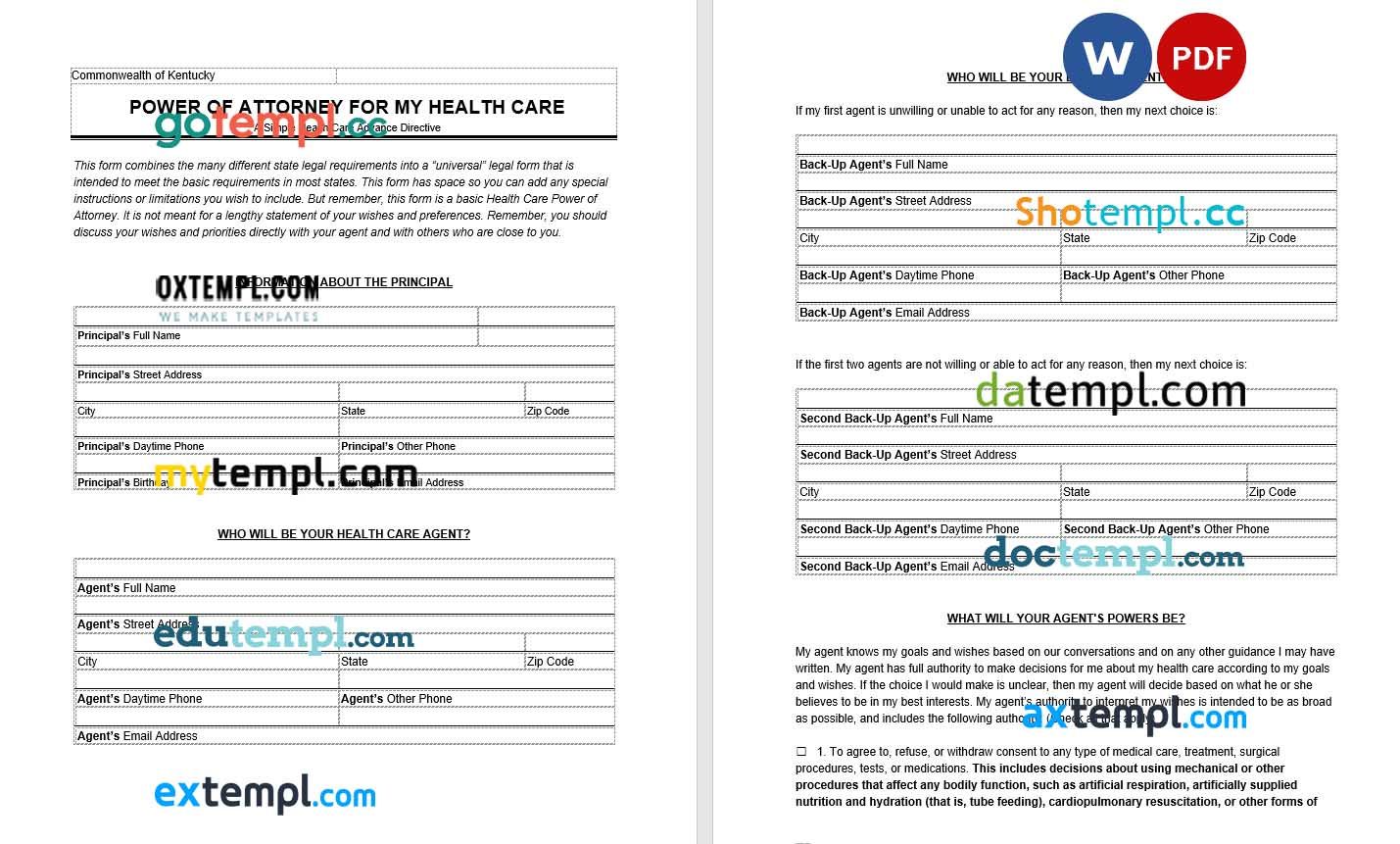 Kentucky Medical Power of Attorney example, fully editable