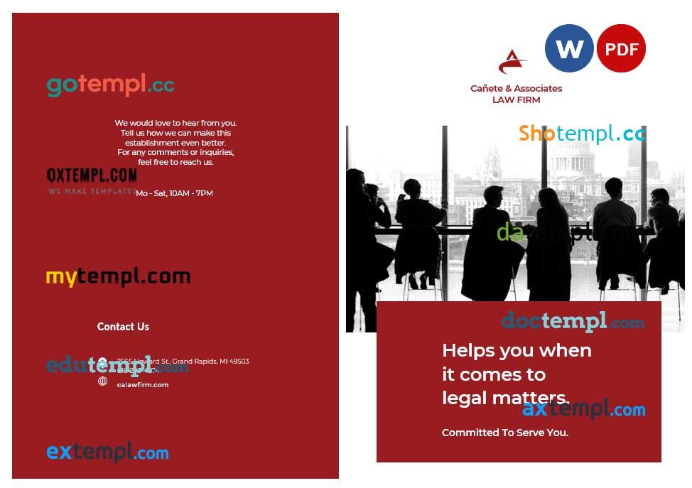 Lawyer Attorney Bi Fold Brochure example, fully editable