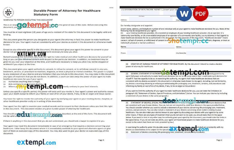 Rhode Island Dept of Health Advance Directive example, fully editable