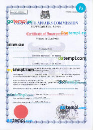 Benin business registration license PSD template