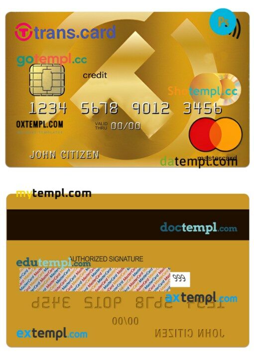 Bulgaria Trans card international credit MasterCard template in PSD format