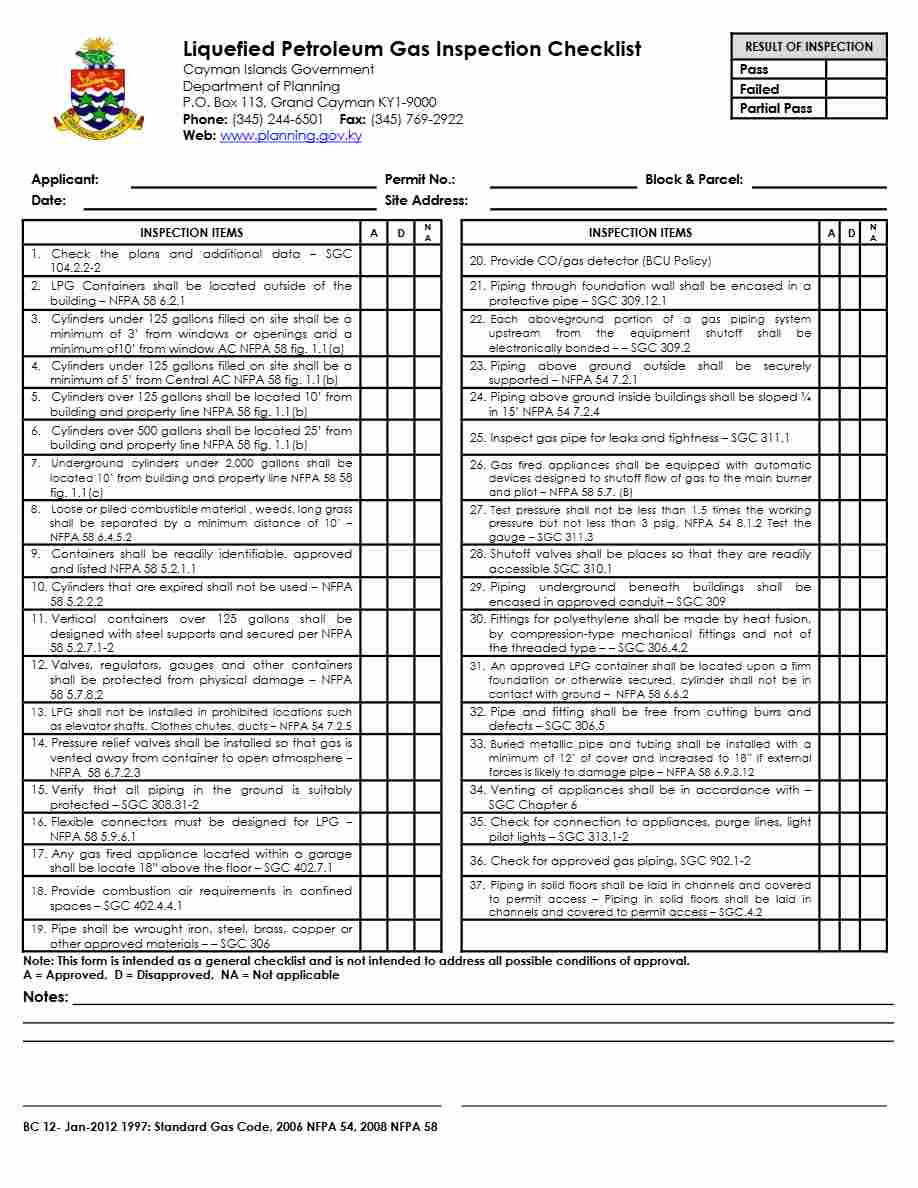 Cayman Islands Government checklist template in Word and PDF formats, 2 pages