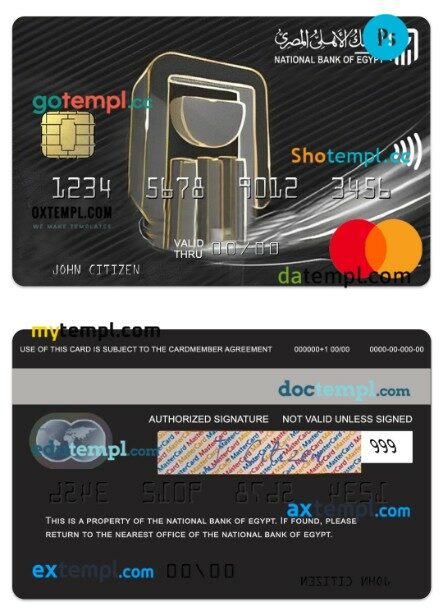 Egypt National Bank of Egypt platinum mastercard template in PSD format