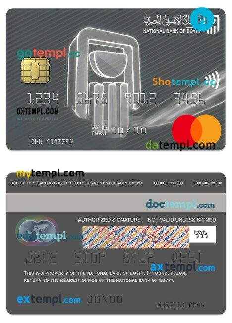 Egypt National Bank of Egypt titanium mastercard template in PSD format