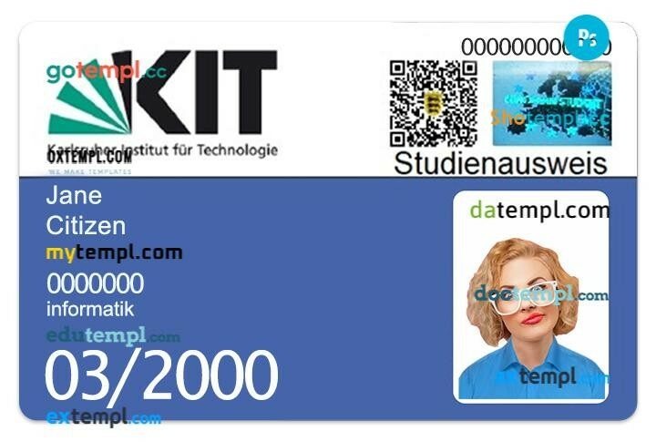 Karlsruhe Institute of Technology (KIT) student ID template in PSD format