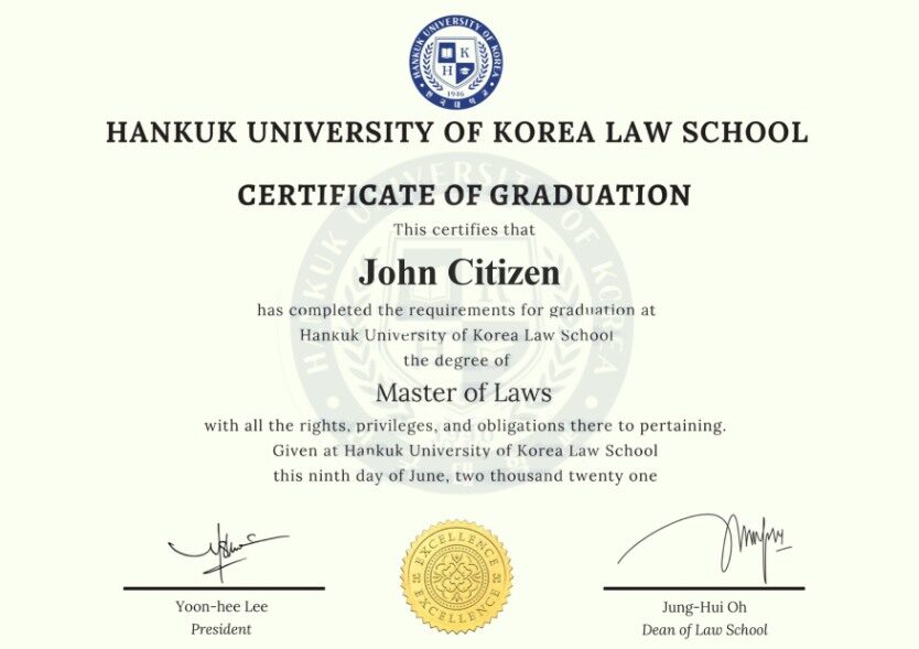 Korea Hankuk university diploma template in PSD format