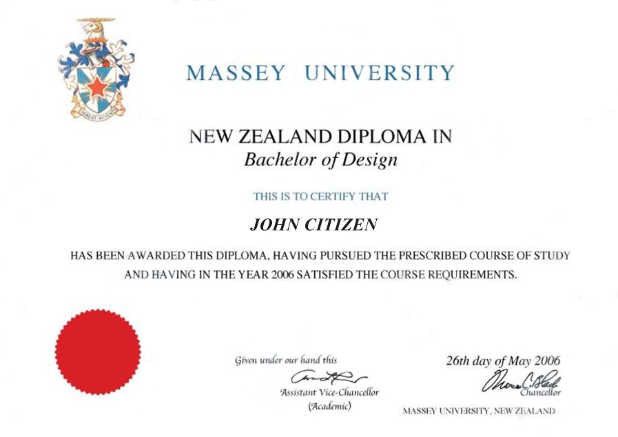 New Zealand Massey university diploma template in PSD format