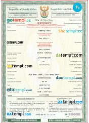 South Africa company registration certificate PSD template