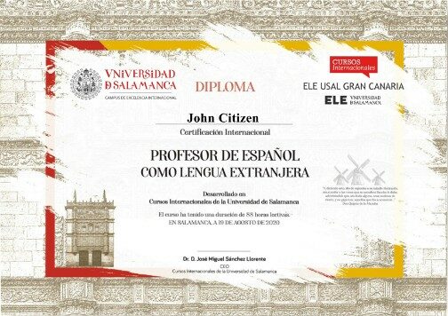 Spain University of Salamanca profesor diploma template in PSD format