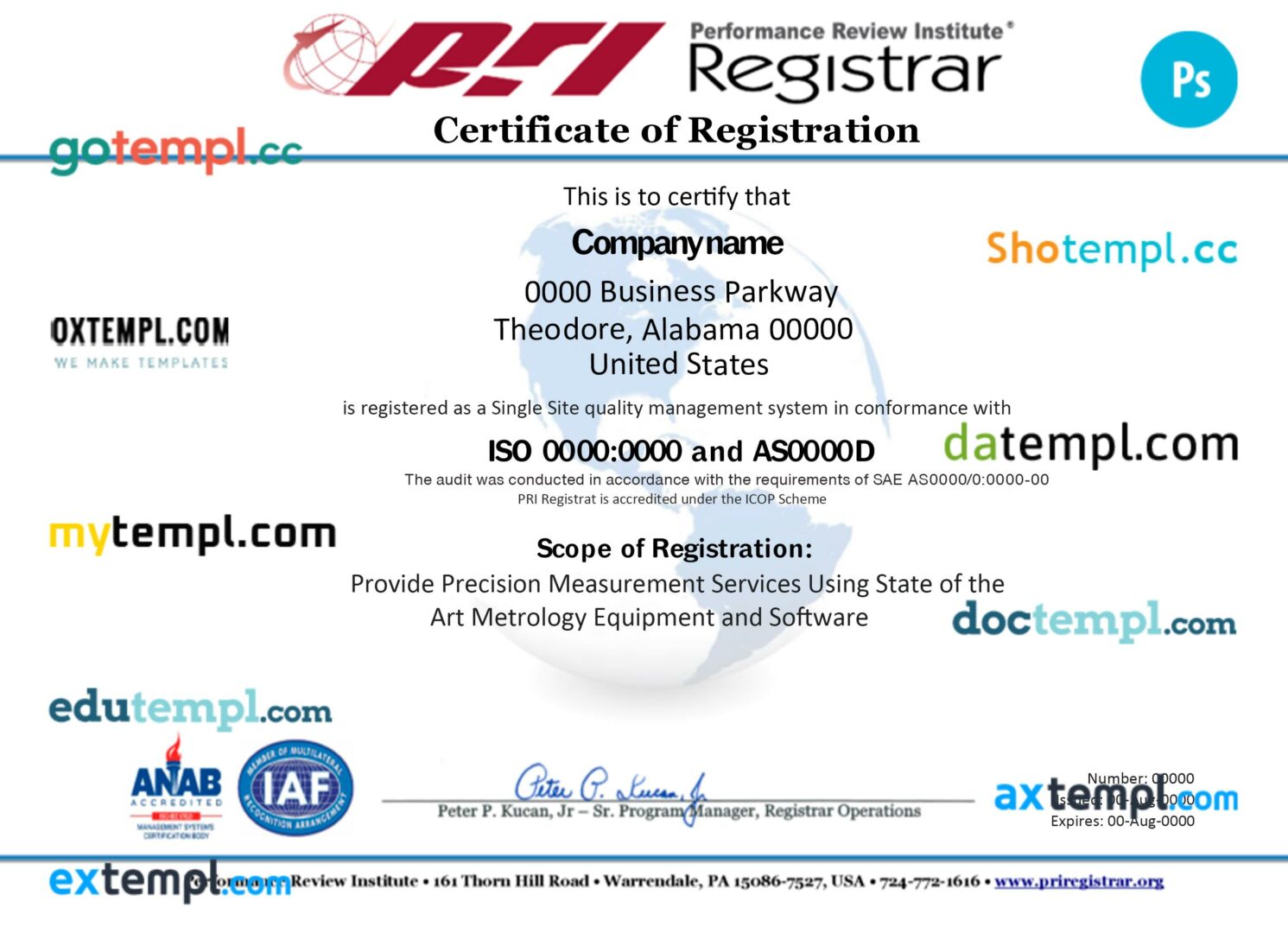 USA Alabama business registration license PSD template