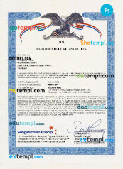 USA Virginia company registration certificate PSD template