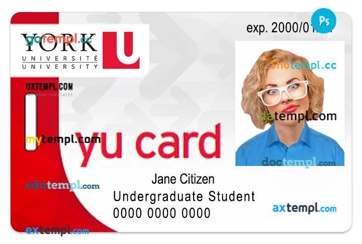 University of York student ID template in PSD format