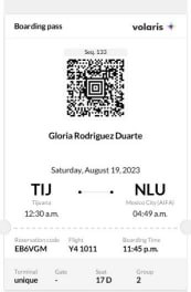 Volaris boarding pass in Word and PDF formats