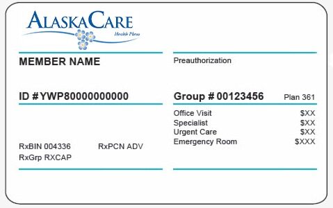 Alaska health insurance card template in PSD format