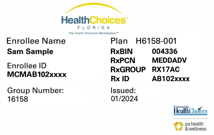 Florida health insurance card template in PSD format