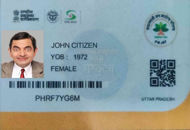 India Uttar Pradesh medical card template in PSD format