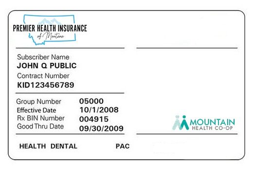 Montana health insurance card template in PSD format