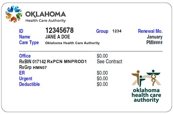 Oklahoma health insurance card template in PSD format
