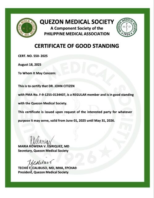 Philippines certificate of good standing Word and PDF template, version 5
