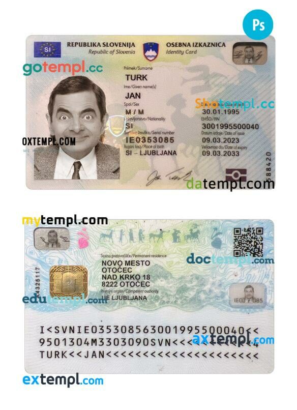 Slovenia ID card PSD template, 2023-present