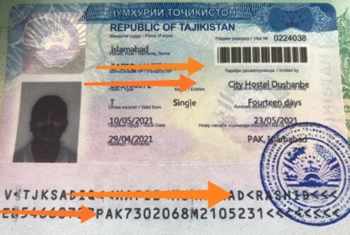 Tajikistan visa template in PSD format