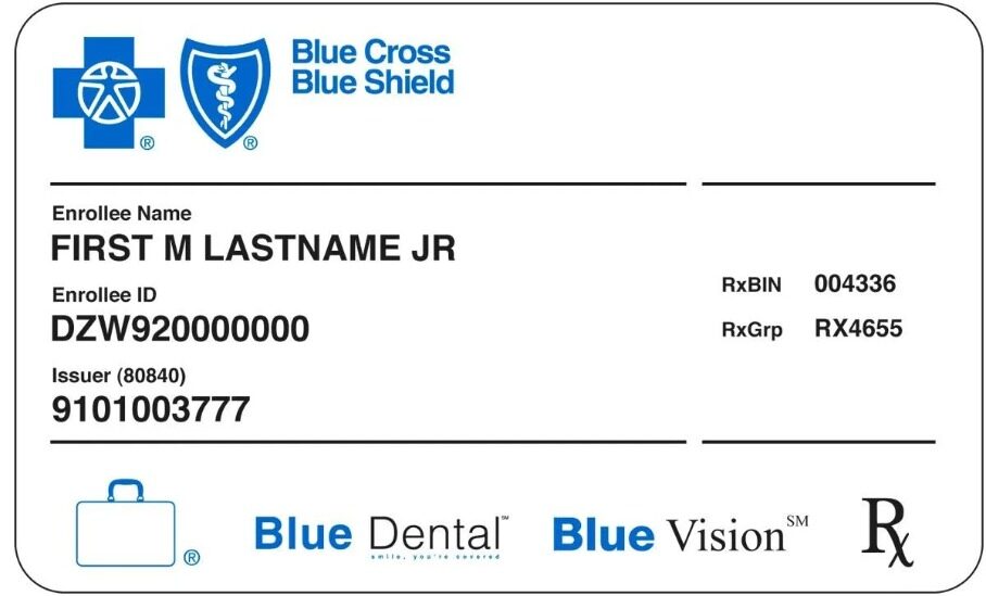 USA Blue Cross Blue Shield health insurance card template in PSD format