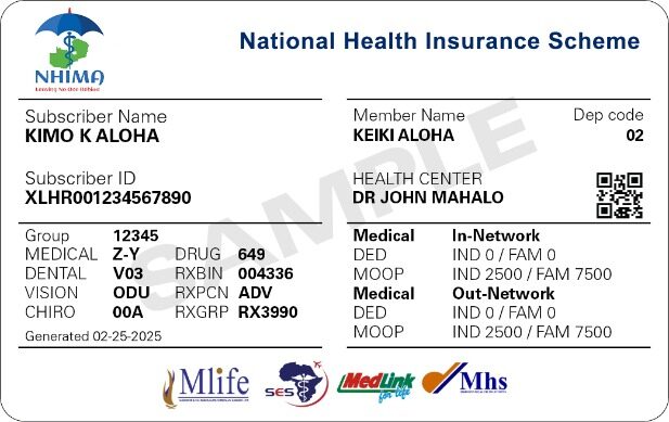 Zambia health insurance card template in PSD format