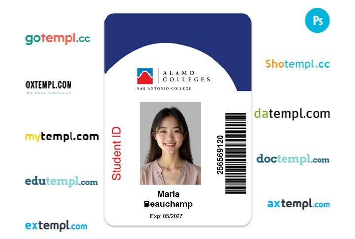 Alamo Colleges student ID template in PSD format Alamo Colleges student ID template in PSD format