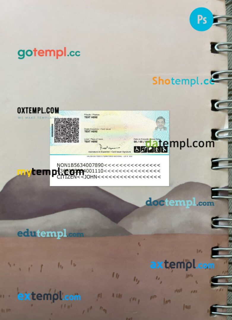Brazil identity card editable PSD files, scan look and photo-realistic look, 2 in 1, version 2 Brazil identity card editable PSD files, scan look and photo-realistic look, 2 in 1, version 2