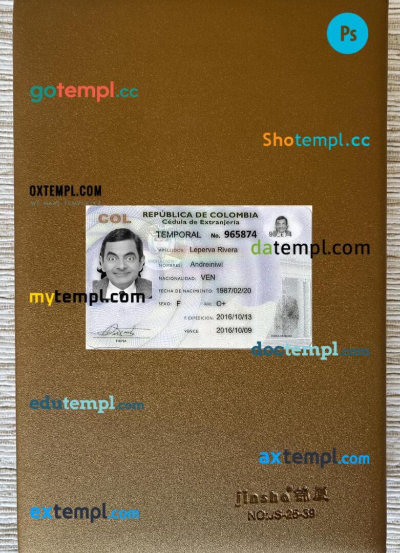 Colombia ID card PSD files, scan look and photo-realistic look, 2 in 1, 2016-present Colombia ID card PSD files, scan look and photo-realistic look, 2 in 1, 2016-present