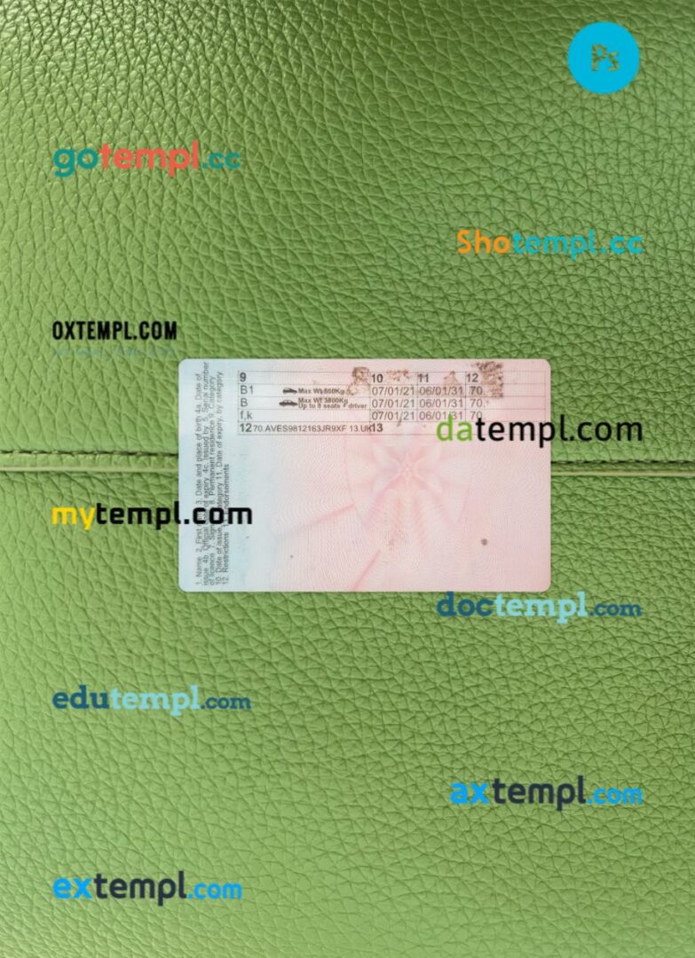Jersey driving license PSD files, scan look and photographed image, 2 in 1 Jersey driving license PSD files, scan look and photographed image, 2 in 1