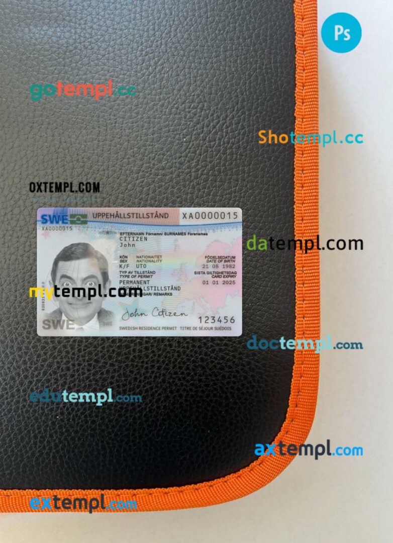 Sweden residence permit editable PSD files, scan look and photo-realistic look, 2 in 1, 2022-present Sweden residence permit editable PSD files, scan look and photo-realistic look, 2 in 1, 2022-present