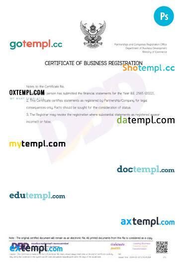 Thailand certificate of business registration PSD template Thailand certificate of business registration PSD template