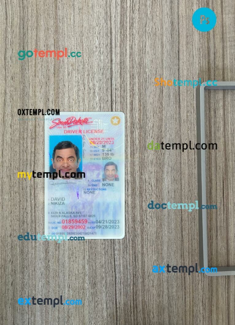 USA South Dakota under 21 driving license PSD files, scan look and photographed image, 2 in 1, 2023-present