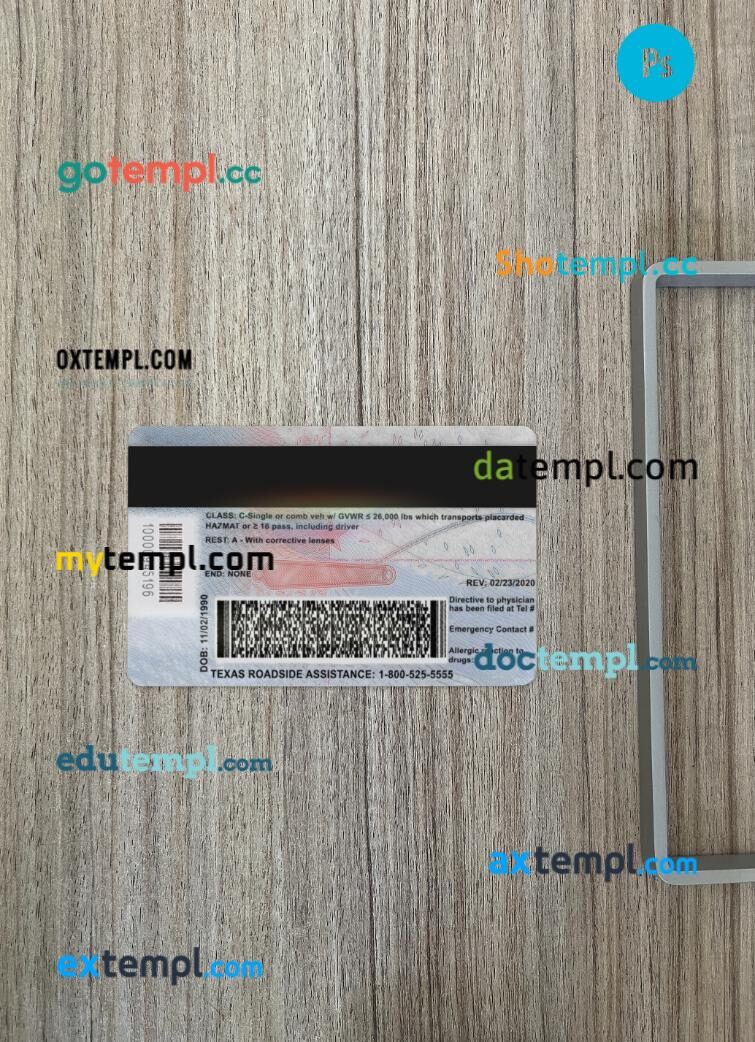 USA Texas new driving license PSD files, scan look and photographed image, 2 in 1, version 2 USA Texas new driving license PSD files, scan look and photographed image, 2 in 1, version 2