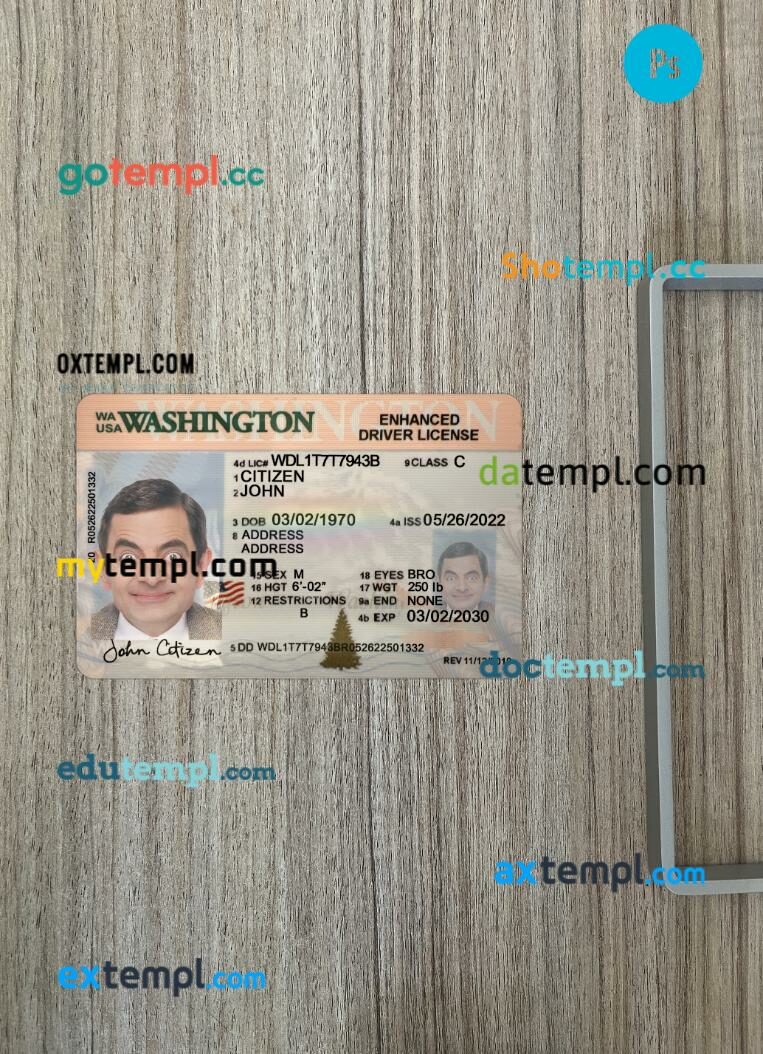 USA Washington driving license PSD files, scan look and photographed image, 2 in 1, 2022-present