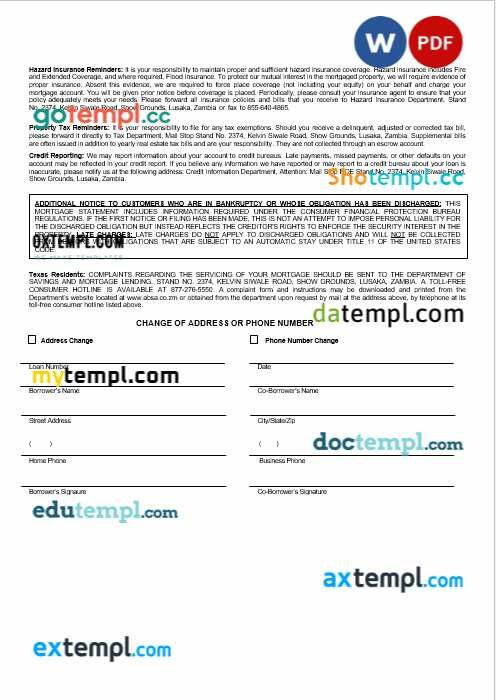 Zambian Absa bank mortgage statement in Word and PDF formats Zambian Absa bank mortgage statement in Word and PDF formats